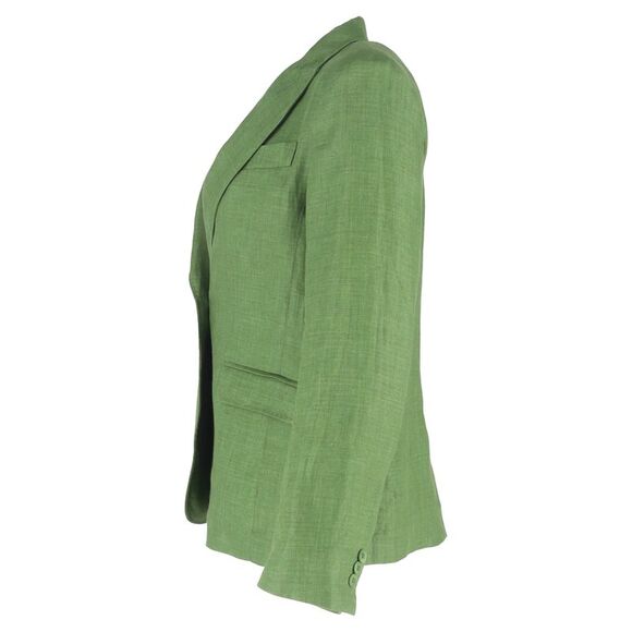 Weekend Max Mara Nalut Single-Breasted Blazer in Green Linen - Picture 2 of 3